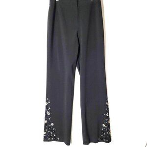 Grace Essentials Womens Dress Pants Size 8 Jeweled Accented Legs Black Retro